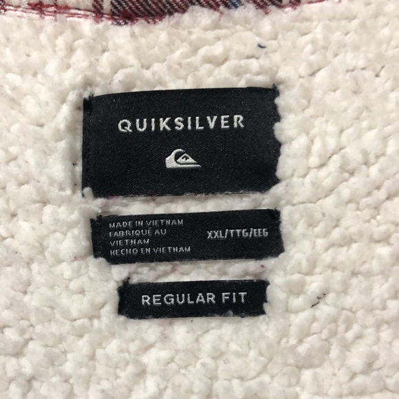 Quicksilver Sherpa Jacket Men 2XL Burgundy Plaid Cotton Polyester Lining Winter - Picture 10 of 12